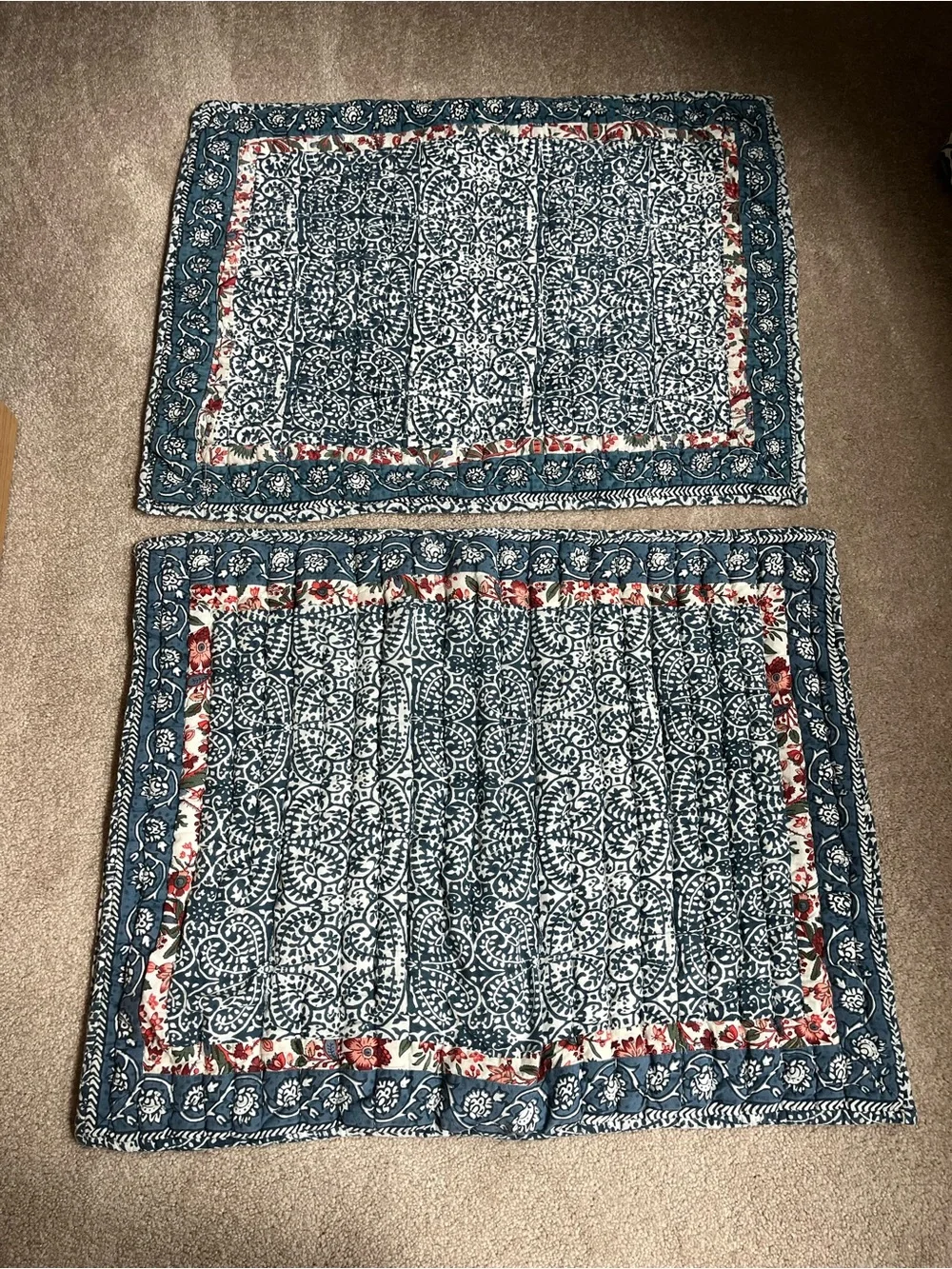 L L Bean set of 2 floral border Standard Pillow Shams
